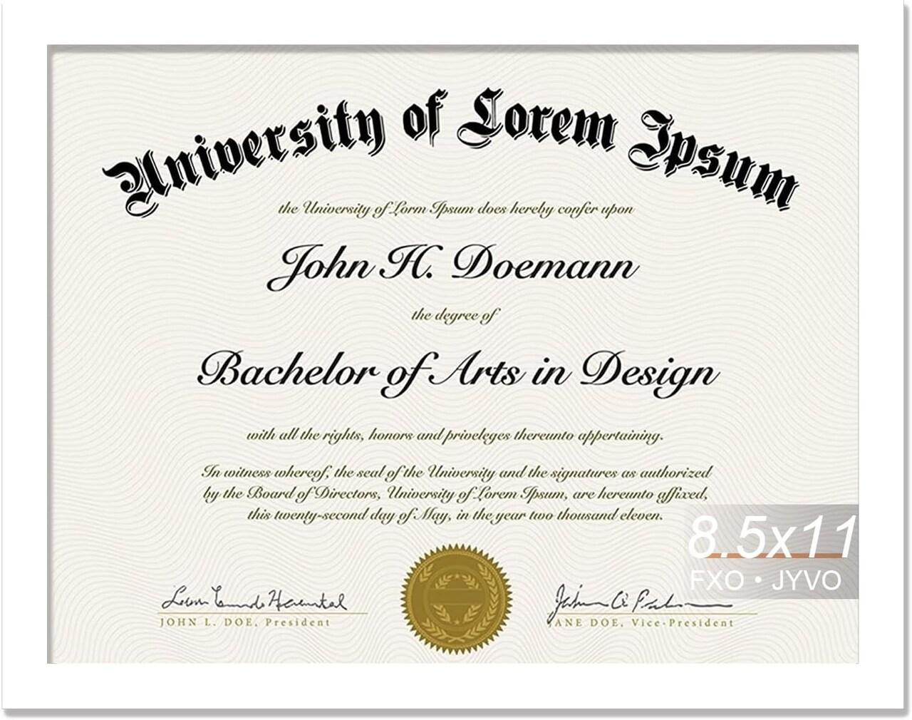 White 8.5 x 11 Frame Display 8.5 by 11 Document Certificate Wall and Tabletop - 1 Pack